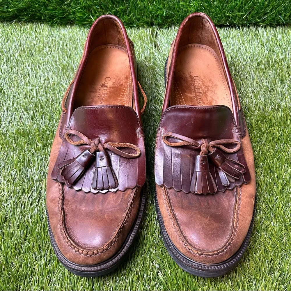 Cole Haan Men's Brown Leather Fringe Loafers Size 11.5. C 02824 xD04‎